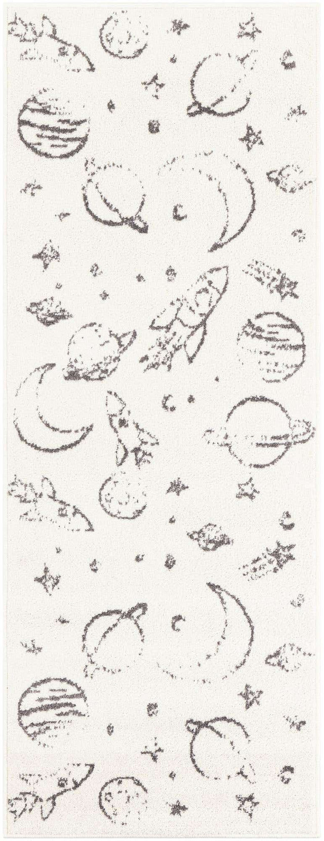 Ivory 2' 2 x 6' 1 Whimsy Kids Runner Area Rug for Baby Nursery, Toddler Playroom, Bedrooms