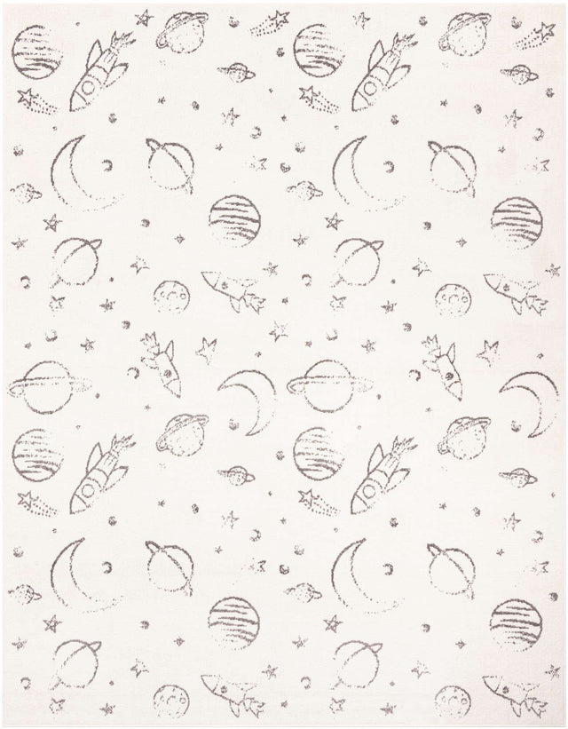 Ivory 7' 10 x 10' Whimsy Kids Rectangle Area Rug for Baby Nursery, Toddler Playroom, Bedrooms