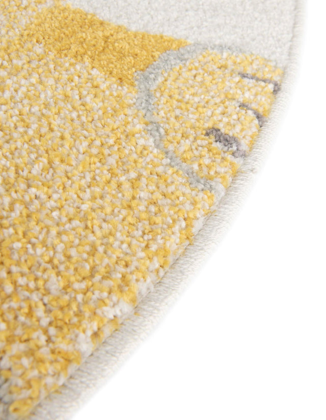 Ivory 5' 3 x 5' 3 Whimsy Kids Round Area Rug for Baby Nursery, Toddler Playroom, Bedrooms