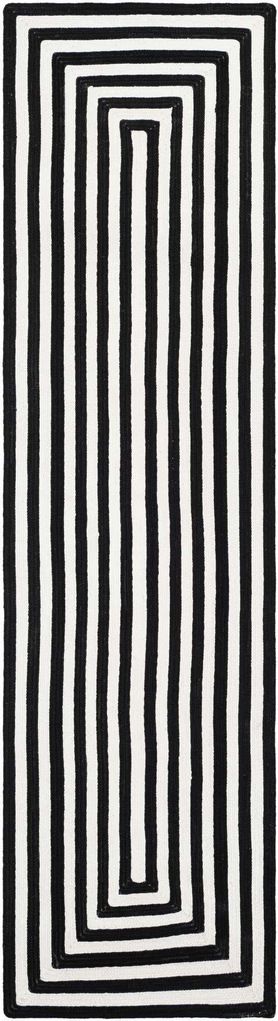 Washable Black and White 2' 7 x 10' Eco Verse Indoor Outdoor Washable Runner Area Rug Easy to Clean Stain Resistant & Durable Weather Resistant for Patio, Deck, Terrace, Balcony, Porch 100% PET Polyester (Recycled Plastic Bottles) for Sale at Rug Engine