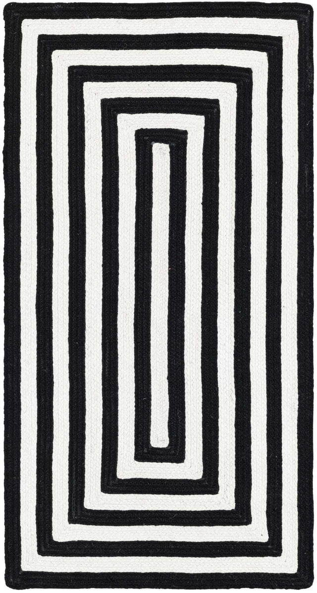 Washable Black and White 2' x 4' 1 Eco Verse Indoor Outdoor Washable Runner Area Rug Easy to Clean Stain Resistant & Durable Weather Resistant for Patio, Deck, Terrace, Balcony, Porch 100% PET Polyester (Recycled Plastic Bottles) for Sale at Rug Engine