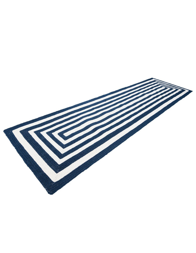 Washable Navy Blue and White 2' 7 x 10' Eco Verse Indoor Outdoor Washable Runner Area Rug Easy to Clean Stain Resistant & Durable Weather Resistant for Patio, Deck, Terrace, Balcony, Porch 100% PET Polyester (Recycled Plastic Bottles) for Sale at Rug Engine