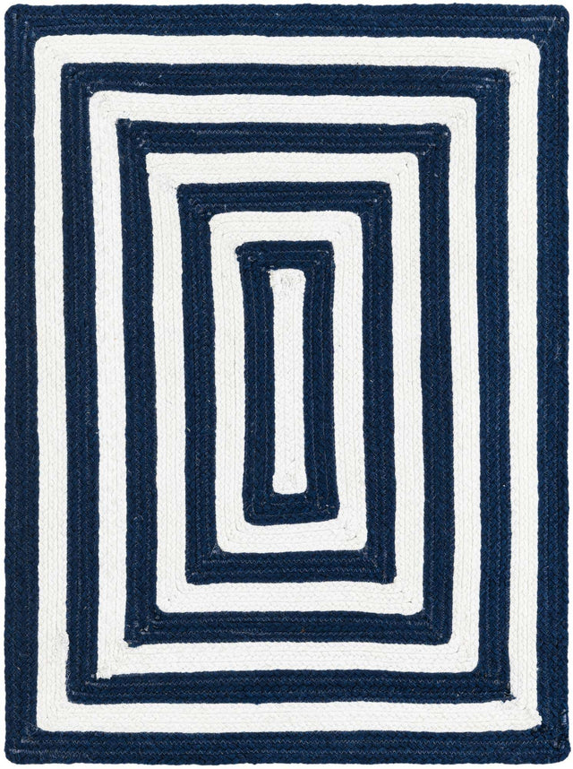Washable Navy Blue and White 2' 2 x 3' 1 Eco Verse Indoor Outdoor Washable Rectangle Area Rug Easy to Clean Stain Resistant & Durable Weather Resistant for Patio, Deck, Terrace, Balcony, Porch 100% PET Polyester (Recycled Plastic Bottles) for Sale at Rug Engine