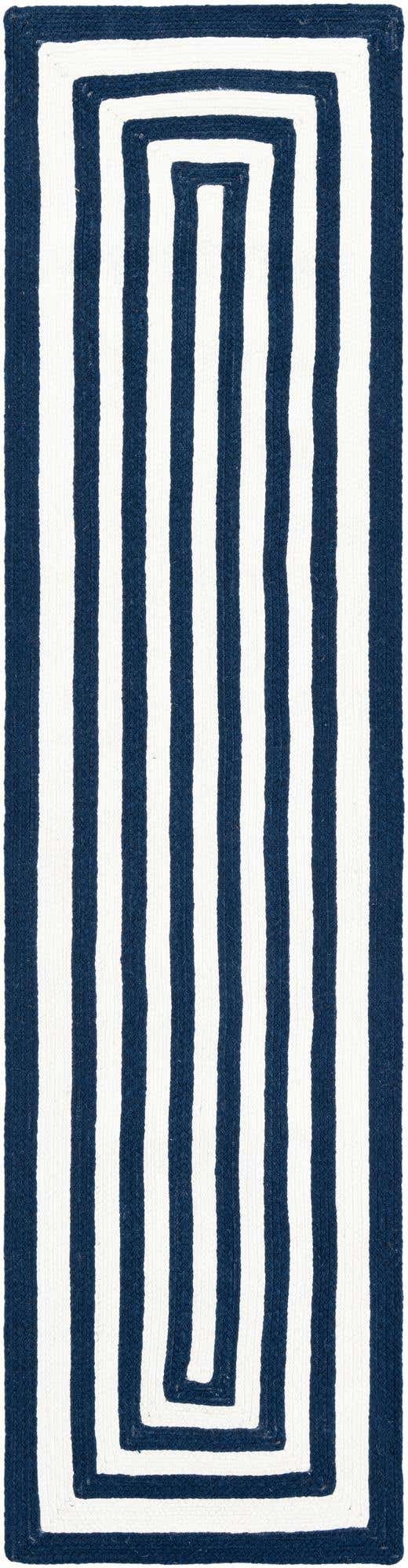 Washable Navy Blue and White 2' x 8' Eco Verse Indoor Outdoor Washable Runner Area Rug Easy to Clean Stain Resistant & Durable Weather Resistant for Patio, Deck, Terrace, Balcony, Porch 100% PET Polyester (Recycled Plastic Bottles) for Sale at Rug Engine
