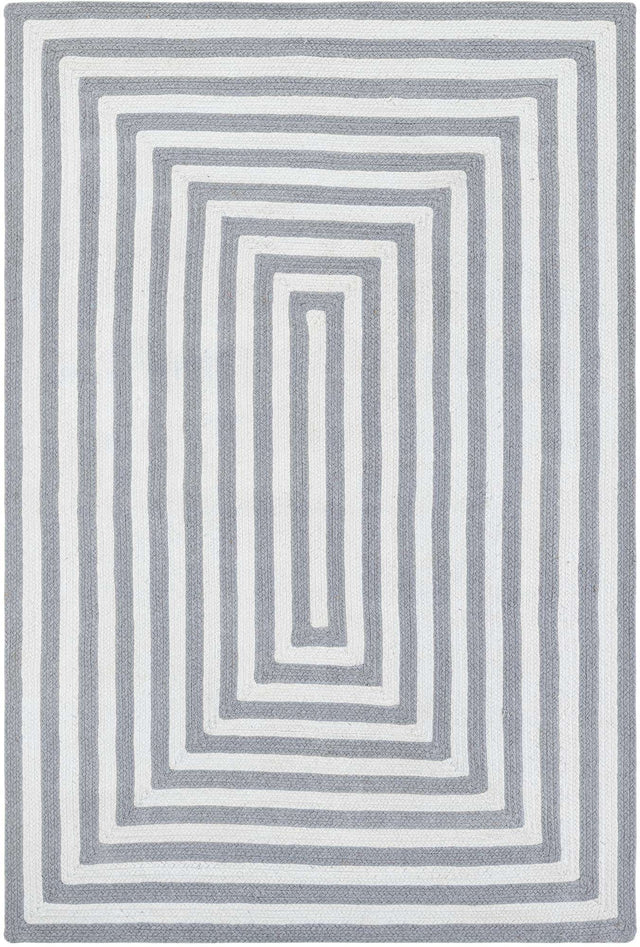 Washable Gray and White 4' 1 x 6' 1 Eco Verse Indoor Outdoor Washable Rectangle Area Rug Easy to Clean Stain Resistant & Durable Weather Resistant for Patio, Deck, Terrace, Balcony, Porch 100% PET Polyester (Recycled Plastic Bottles) for Sale at Rug Engine