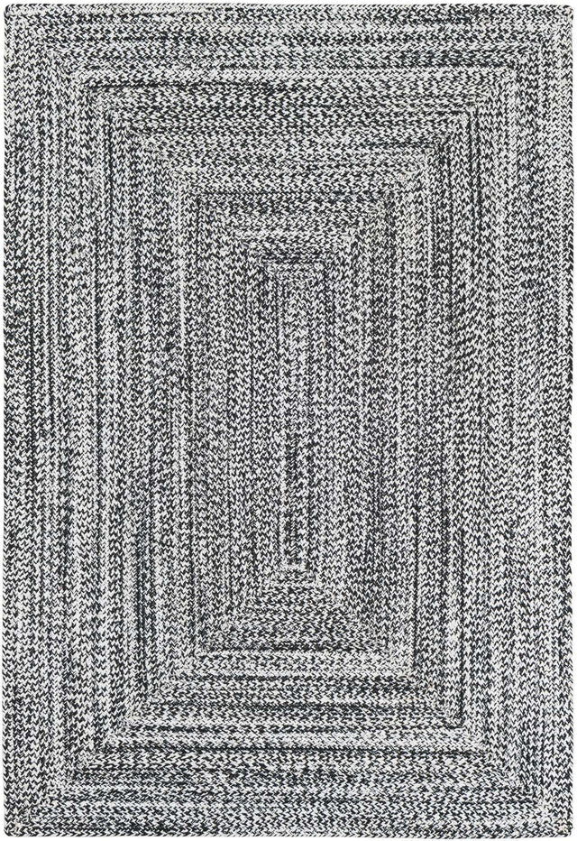 Washable Black and White 4' 1 x 6' 1 Eco Verse Indoor Outdoor Washable Rectangle Area Rug Easy to Clean Stain Resistant & Durable Weather Resistant for Patio, Deck, Terrace, Balcony, Porch 100% PET Polyester (Recycled Plastic Bottles) for Sale at Rug Engine