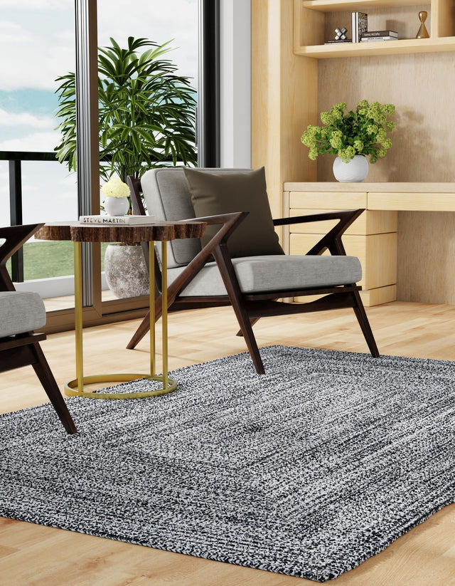 Washable Black and White 7' 10 x 10' Eco Verse Indoor Outdoor Washable Rectangle Area Rug Easy to Clean Stain Resistant & Durable Weather Resistant for Patio, Deck, Terrace, Balcony, Porch 100% PET Polyester (Recycled Plastic Bottles) for Sale at Rug Engine