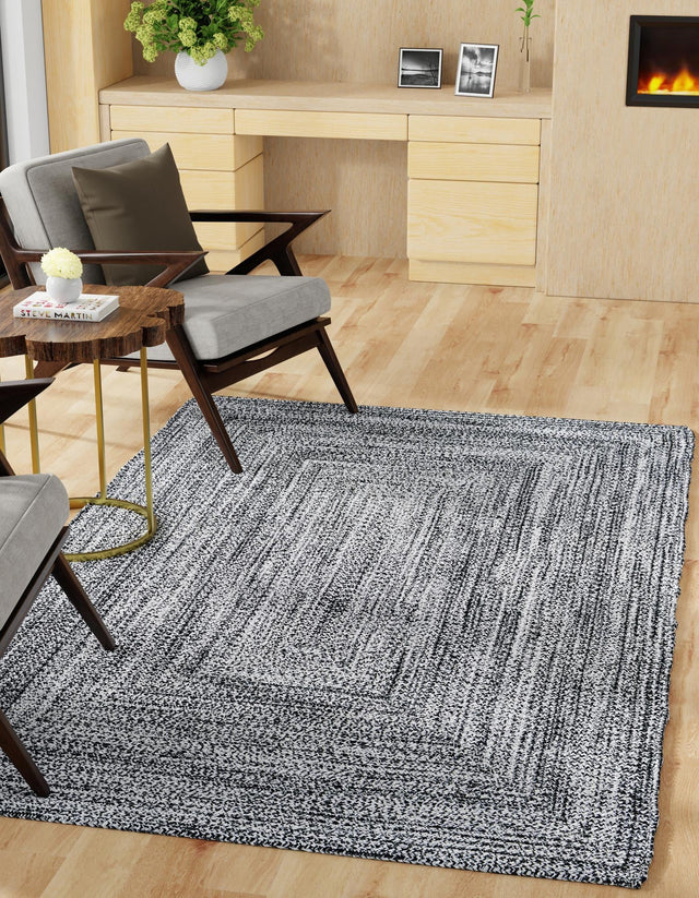Washable Black and White 4' 1 x 6' 1 Eco Verse Indoor Outdoor Washable Rectangle Area Rug Easy to Clean Stain Resistant & Durable Weather Resistant for Patio, Deck, Terrace, Balcony, Porch 100% PET Polyester (Recycled Plastic Bottles) for Sale at Rug Engine