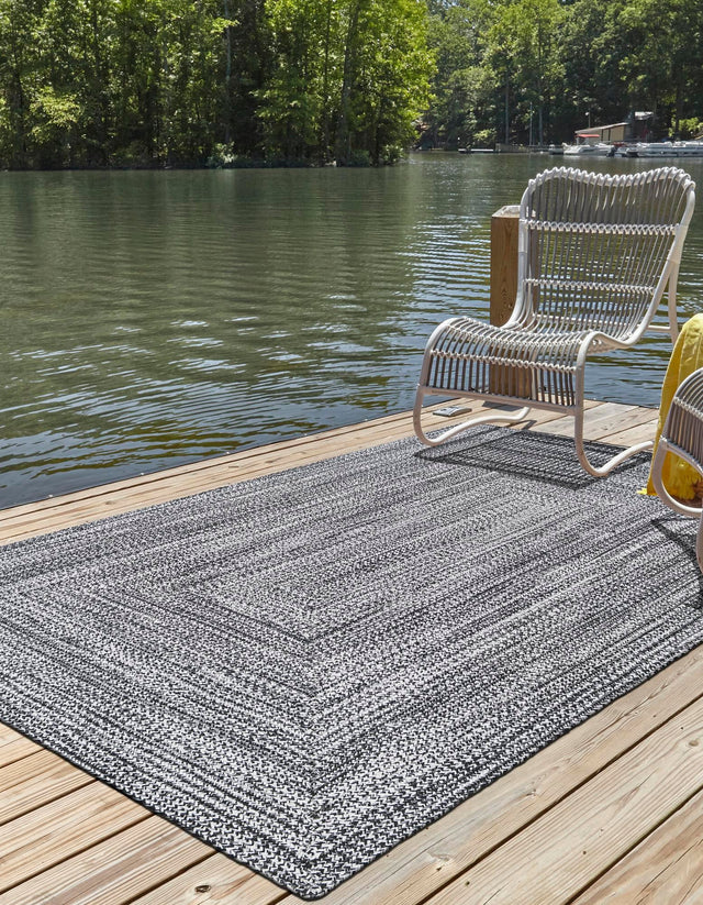 Washable Black and White 9' x 12' Eco Verse Indoor Outdoor Washable Rectangle Area Rug Easy to Clean Stain Resistant & Durable Weather Resistant for Patio, Deck, Terrace, Balcony, Porch 100% PET Polyester (Recycled Plastic Bottles) for Sale at Rug Engine
