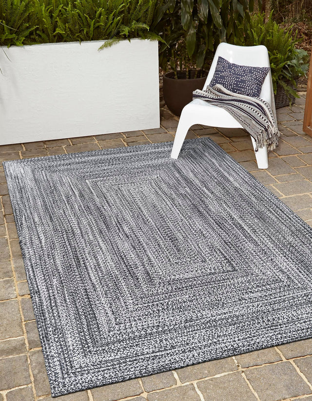Washable Black and White 9' x 12' Eco Verse Indoor Outdoor Washable Rectangle Area Rug Easy to Clean Stain Resistant & Durable Weather Resistant for Patio, Deck, Terrace, Balcony, Porch 100% PET Polyester (Recycled Plastic Bottles) for Sale at Rug Engine