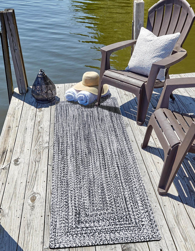 Washable Black and White 2' 7 x 10' Eco Verse Indoor Outdoor Washable Runner Area Rug Easy to Clean Stain Resistant & Durable Weather Resistant for Patio, Deck, Terrace, Balcony, Porch 100% PET Polyester (Recycled Plastic Bottles) for Sale at Rug Engine