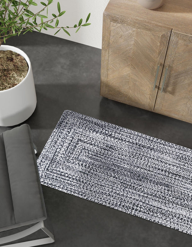 Washable Black and White 2' x 6' 1 Eco Verse Indoor Outdoor Washable Runner Area Rug Easy to Clean Stain Resistant & Durable Weather Resistant for Patio, Deck, Terrace, Balcony, Porch 100% PET Polyester (Recycled Plastic Bottles) for Sale at Rug Engine