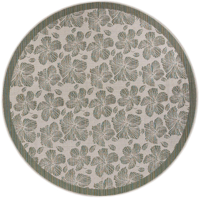 Ivory and Beige 10' x 10' Baja Outdoor Round Area Rug Weather Resistant for Patio, Deck, Terrace, Balcony, Porch 100% Polypropylene Modern Outside Decor for Sale at Rug Engine