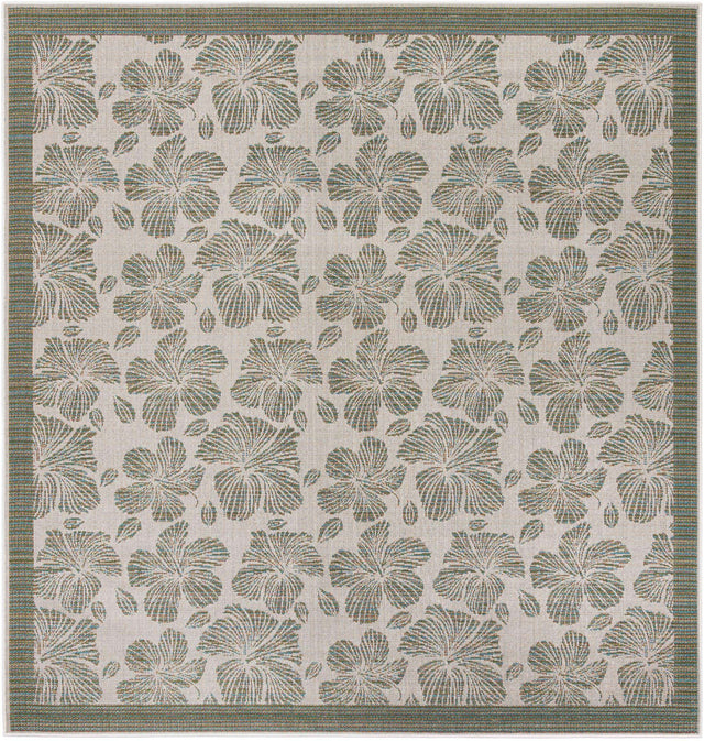 Ivory and Beige 10' x 10' Baja Outdoor Square Area Rug Weather Resistant for Patio, Deck, Terrace, Balcony, Porch 100% Polypropylene Modern Outside Decor for Sale at Rug Engine