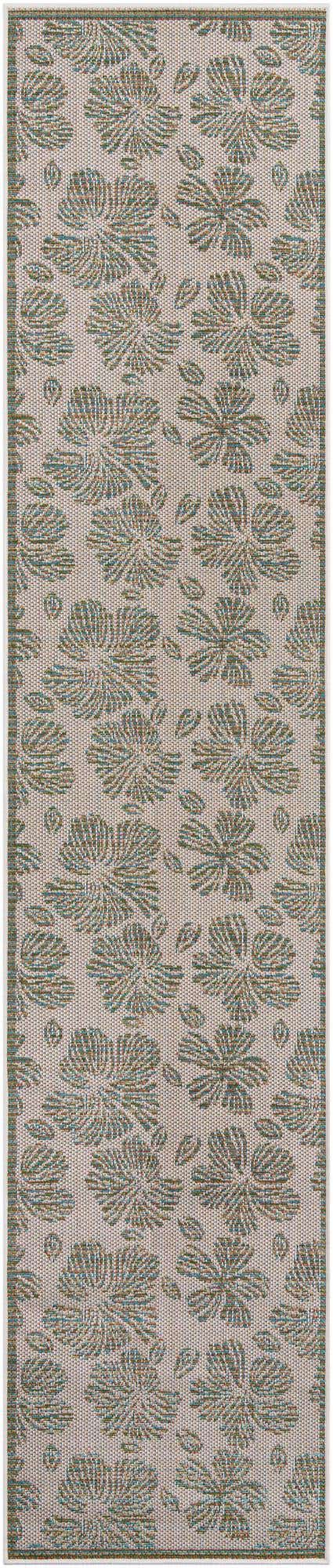 Ivory and Beige 2' 7 x 12' Baja Outdoor Runner Area Rug Weather Resistant for Patio, Deck, Terrace, Balcony, Porch 100% Polypropylene Modern Outside Decor for Sale at Rug Engine