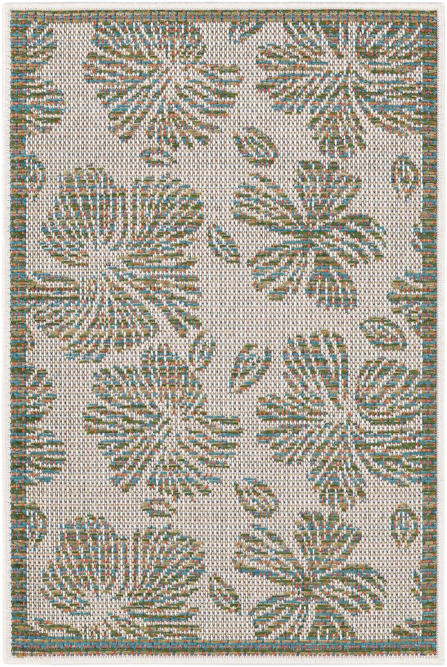 Ivory and Beige 2' x 3' 1 Baja Outdoor Rectangle Area Rug Weather Resistant for Patio, Deck, Terrace, Balcony, Porch 100% Polypropylene Modern Outside Decor for Sale at Rug Engine