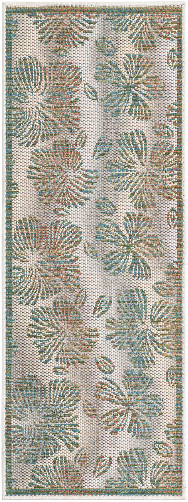 Ivory and Beige 2' x 5' 1 Baja Outdoor Runner Area Rug Weather Resistant for Patio, Deck, Terrace, Balcony, Porch 100% Polypropylene Modern Outside Decor for Sale at Rug Engine