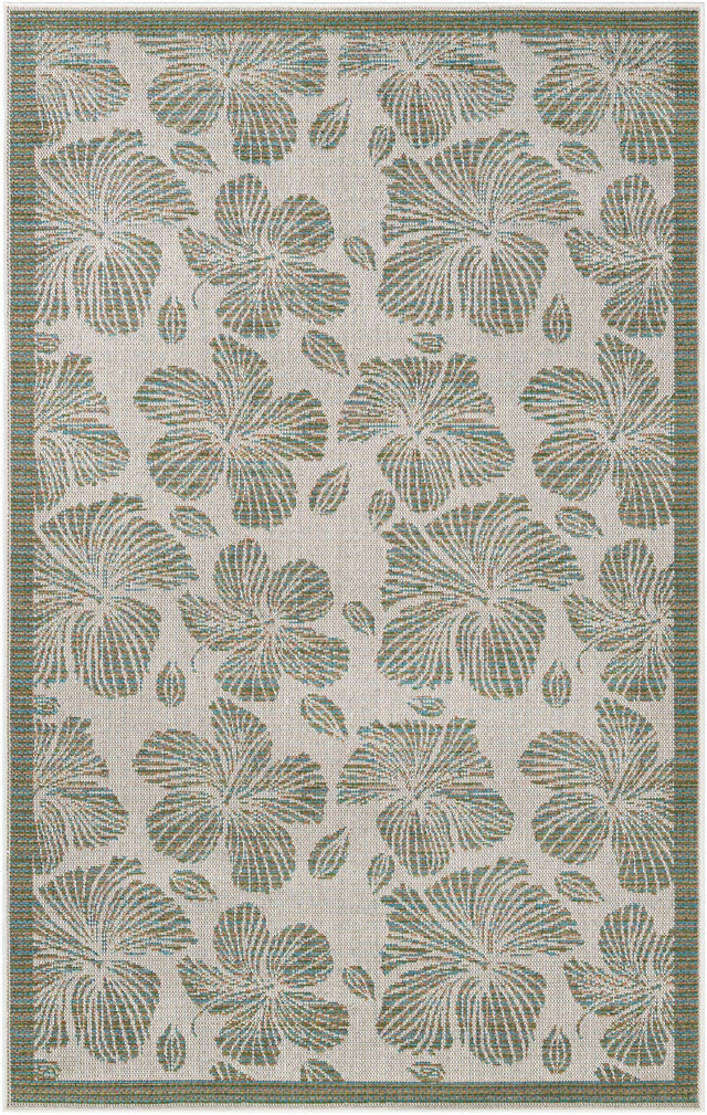 Ivory and Beige 5' 3 x 8' Baja Outdoor Rectangle Area Rug Weather Resistant for Patio, Deck, Terrace, Balcony, Porch 100% Polypropylene Modern Outside Decor for Sale at Rug Engine