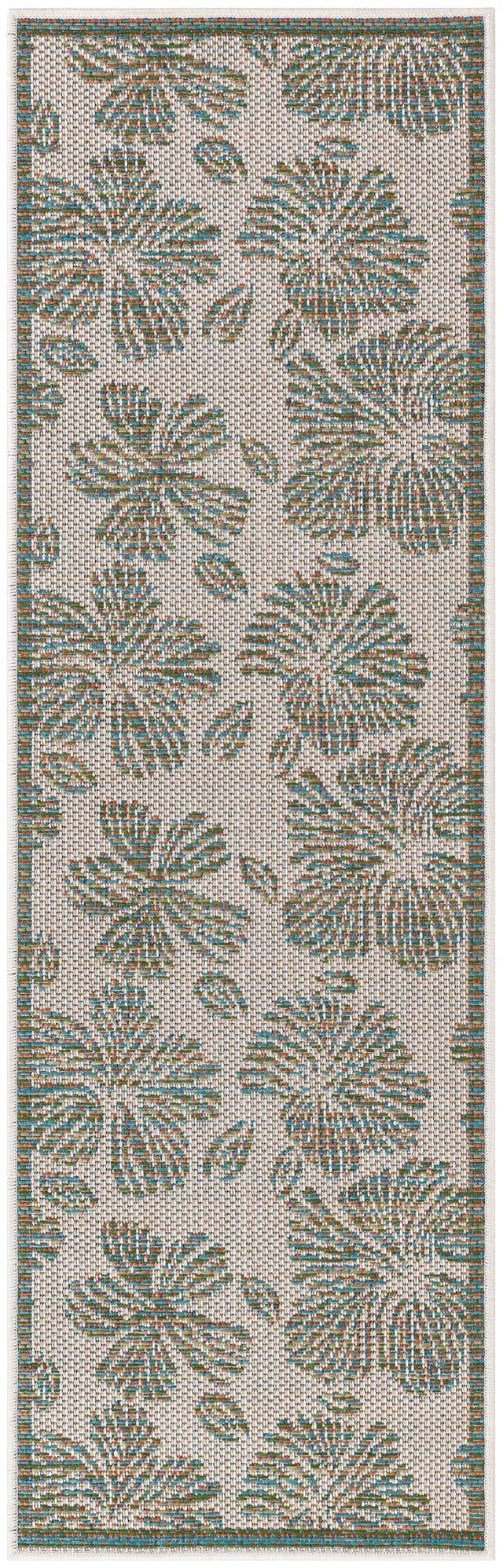 Ivory and Beige 2' x 6' 1 Baja Outdoor Runner Area Rug Weather Resistant for Patio, Deck, Terrace, Balcony, Porch 100% Polypropylene Modern Outside Decor for Sale at Rug Engine