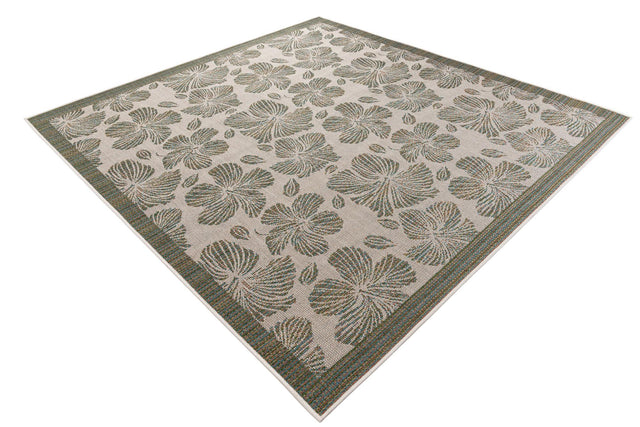 Ivory and Beige 7' 10 x 7' 10 Baja Outdoor Square Area Rug Weather Resistant for Patio, Deck, Terrace, Balcony, Porch 100% Polypropylene Modern Outside Decor for Sale at Rug Engine
