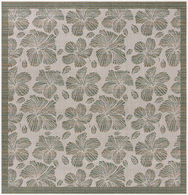 Ivory and Beige 7' 10 x 7' 10 Baja Outdoor Square Area Rug Weather Resistant for Patio, Deck, Terrace, Balcony, Porch 100% Polypropylene Modern Outside Decor for Sale at Rug Engine