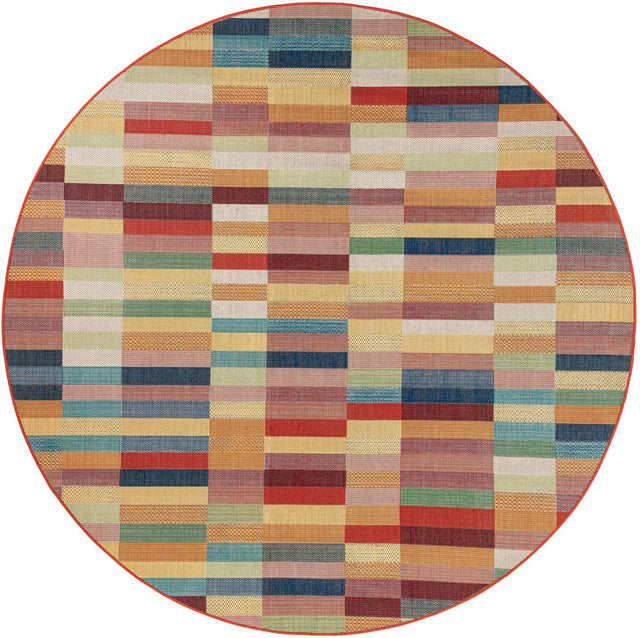 Multicolor 10' x 10' Baja Outdoor Round Area Rug Weather Resistant for Patio, Deck, Terrace, Balcony, Porch 100% Polypropylene Modern Outside Decor for Sale at Rug Engine