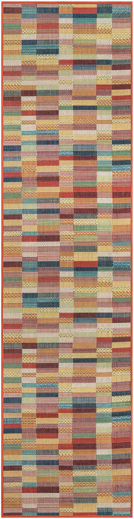 Multicolor 2' 7 x 10' Baja Outdoor Runner Area Rug Weather Resistant for Patio, Deck, Terrace, Balcony, Porch 100% Polypropylene Modern Outside Decor for Sale at Rug Engine