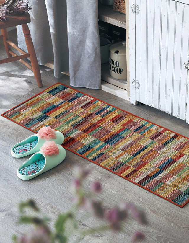 Multicolor 2' x 6' 1 Baja Outdoor Runner Area Rug Weather Resistant for Patio, Deck, Terrace, Balcony, Porch 100% Polypropylene Modern Outside Decor for Sale at Rug Engine