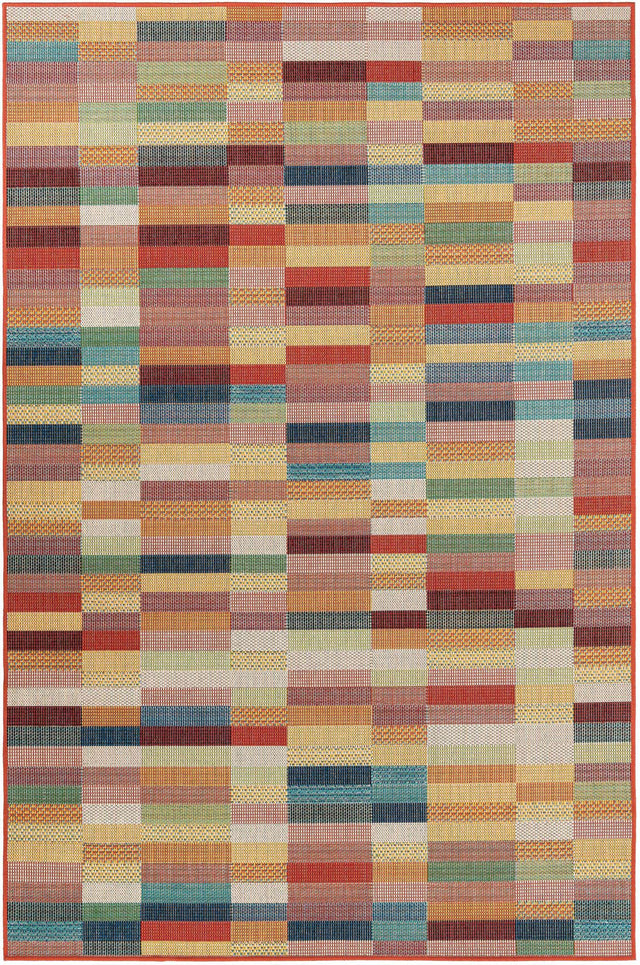Multicolor 6' 1 x 9' Baja Outdoor Rectangle Area Rug Weather Resistant for Patio, Deck, Terrace, Balcony, Porch 100% Polypropylene Modern Outside Decor for Sale at Rug Engine