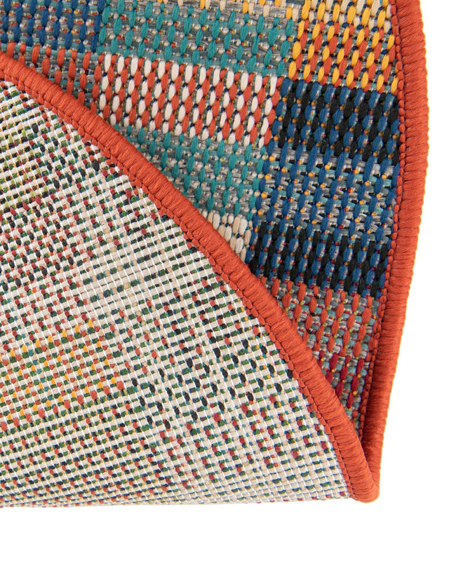 Multicolor 6' 1 x 6' 1 Baja Outdoor Round Area Rug Weather Resistant for Patio, Deck, Terrace, Balcony, Porch 100% Polypropylene Modern Outside Decor for Sale at Rug Engine