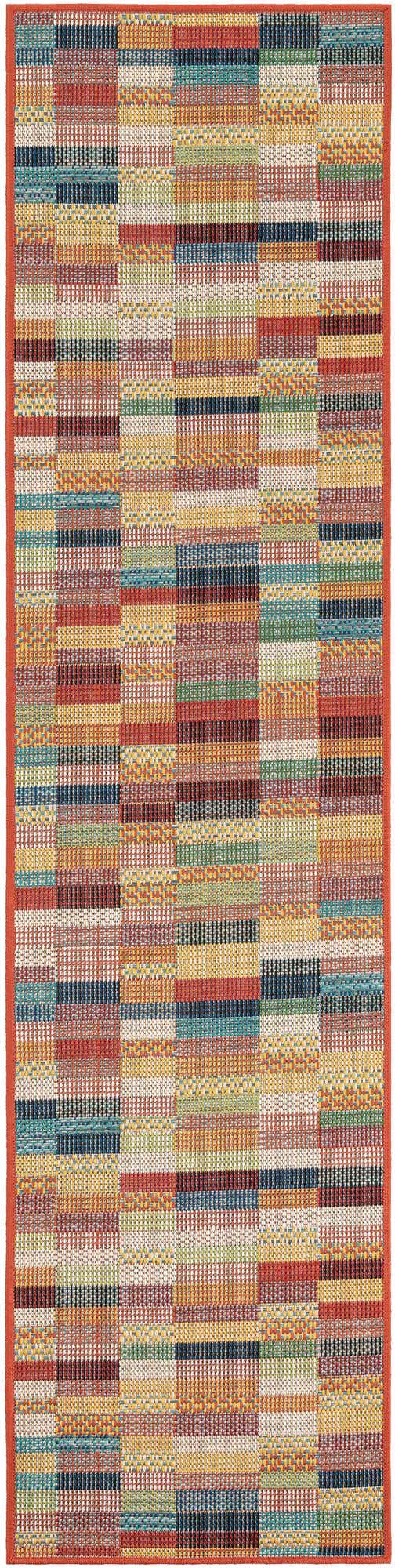 Multicolor 2' x 8' Baja Outdoor Runner Area Rug Weather Resistant for Patio, Deck, Terrace, Balcony, Porch 100% Polypropylene Modern Outside Decor for Sale at Rug Engine