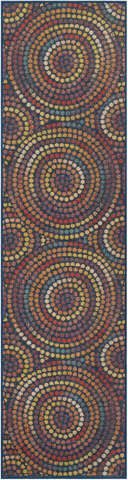 Multicolor 2' 7 x 10' Baja Outdoor Runner Area Rug Weather Resistant for Patio, Deck, Terrace, Balcony, Porch 100% Polypropylene Modern Outside Decor for Sale at Rug Engine