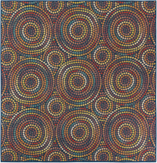 Multicolor 7' 10 x 7' 10 Baja Outdoor Square Area Rug Weather Resistant for Patio, Deck, Terrace, Balcony, Porch 100% Polypropylene Modern Outside Decor for Sale at Rug Engine