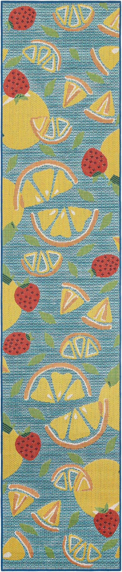 Blue 2' 7 x 12' Baja Outdoor Runner Area Rug Weather Resistant for Patio, Deck, Terrace, Balcony, Porch 100% Polypropylene Modern Outside Decor for Sale at Rug Engine