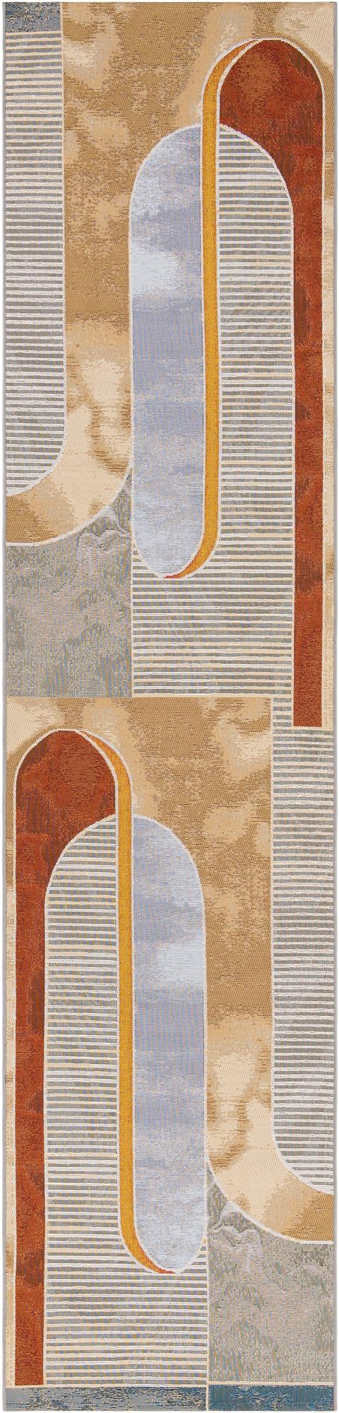 Multicolor 2' 7 x 12' Outdoor Modern Runner Area Rug Weather Resistant for Patio, Deck, Terrace, Balcony, Porch 100% Polypropylene Modern Outside Carpet for Sale at Rug Engine