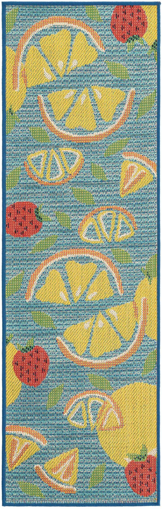 Blue 2' x 6' 1 Baja Outdoor Runner Area Rug Weather Resistant for Patio, Deck, Terrace, Balcony, Porch 100% Polypropylene Modern Outside Decor for Sale at Rug Engine