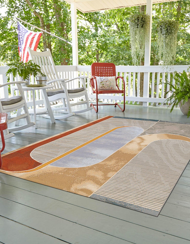 Multicolor 7' 10 x 10' Outdoor Modern Rectangle Area Rug Weather Resistant for Patio, Deck, Terrace, Balcony, Porch 100% Polypropylene Modern Outside Carpet for Sale at Rug Engine