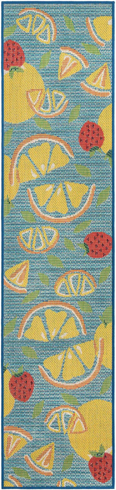 Blue 2' x 8' Baja Outdoor Runner Area Rug Weather Resistant for Patio, Deck, Terrace, Balcony, Porch 100% Polypropylene Modern Outside Decor for Sale at Rug Engine