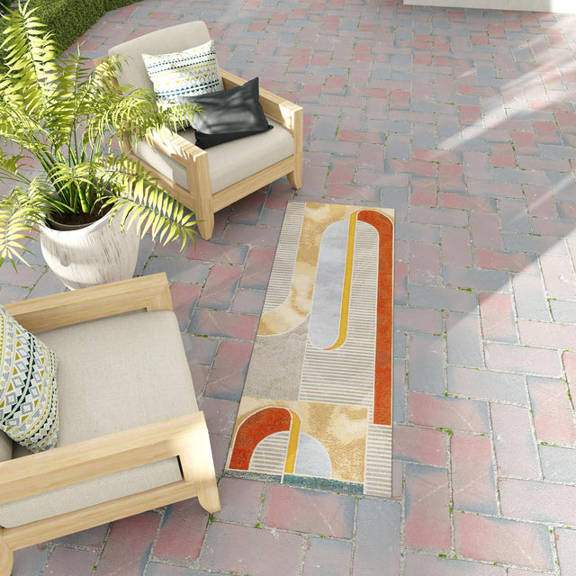 Multicolor 2' x 6' 1 Outdoor Modern Runner Area Rug Weather Resistant for Patio, Deck, Terrace, Balcony, Porch 100% Polypropylene Modern Outside Carpet for Sale at Rug Engine