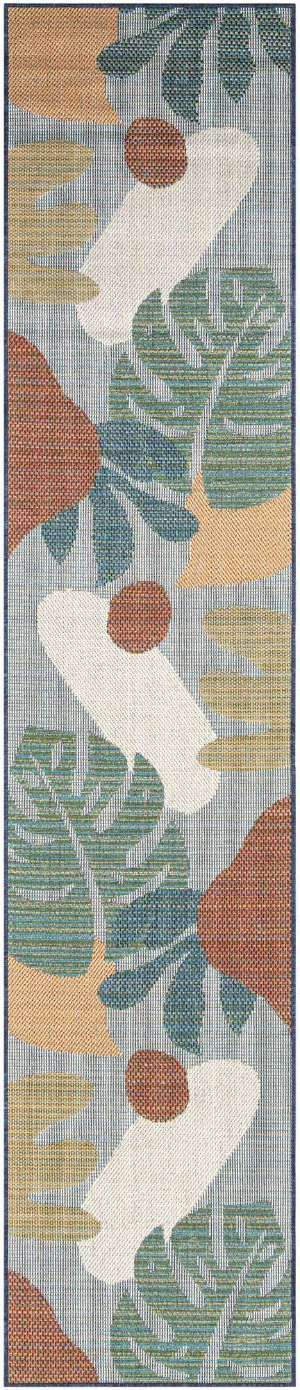 Blue 2' 7 x 12' Baja Outdoor Runner Area Rug Weather Resistant for Patio, Deck, Terrace, Balcony, Porch 100% Polypropylene Modern Outside Decor for Sale at Rug Engine