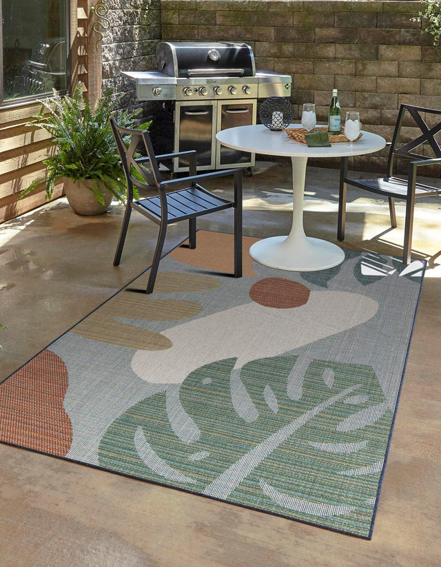 Blue 6' 1 x 9' Baja Outdoor Rectangle Area Rug Weather Resistant for Patio, Deck, Terrace, Balcony, Porch 100% Polypropylene Modern Outside Decor for Sale at Rug Engine