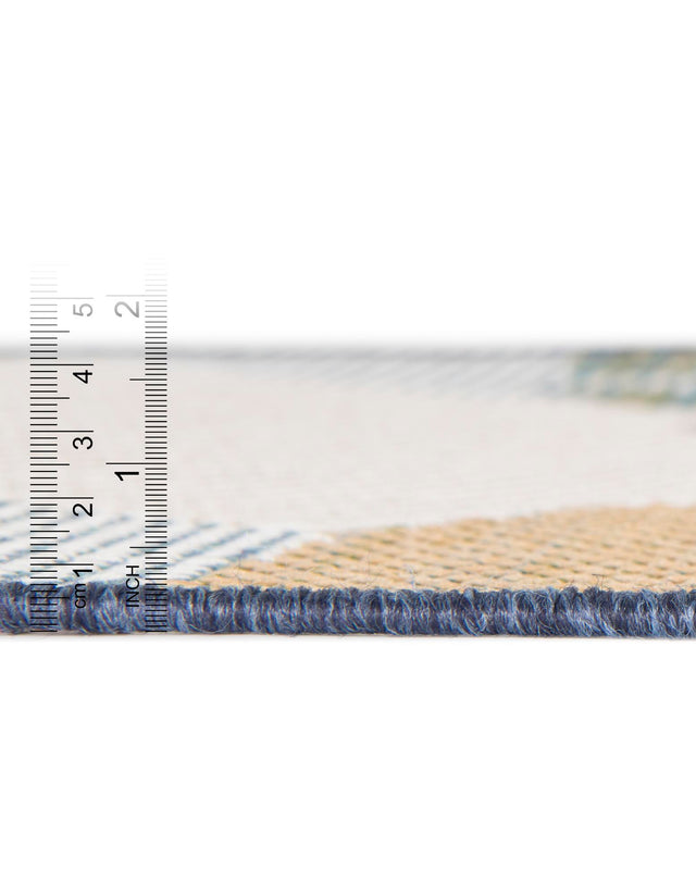Blue 6' 1 x 9' Baja Outdoor Rectangle Area Rug Weather Resistant for Patio, Deck, Terrace, Balcony, Porch 100% Polypropylene Modern Outside Decor for Sale at Rug Engine