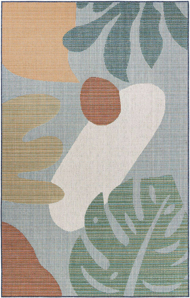 Blue 6' 1 x 9' Baja Outdoor Rectangle Area Rug Weather Resistant for Patio, Deck, Terrace, Balcony, Porch 100% Polypropylene Modern Outside Decor for Sale at Rug Engine