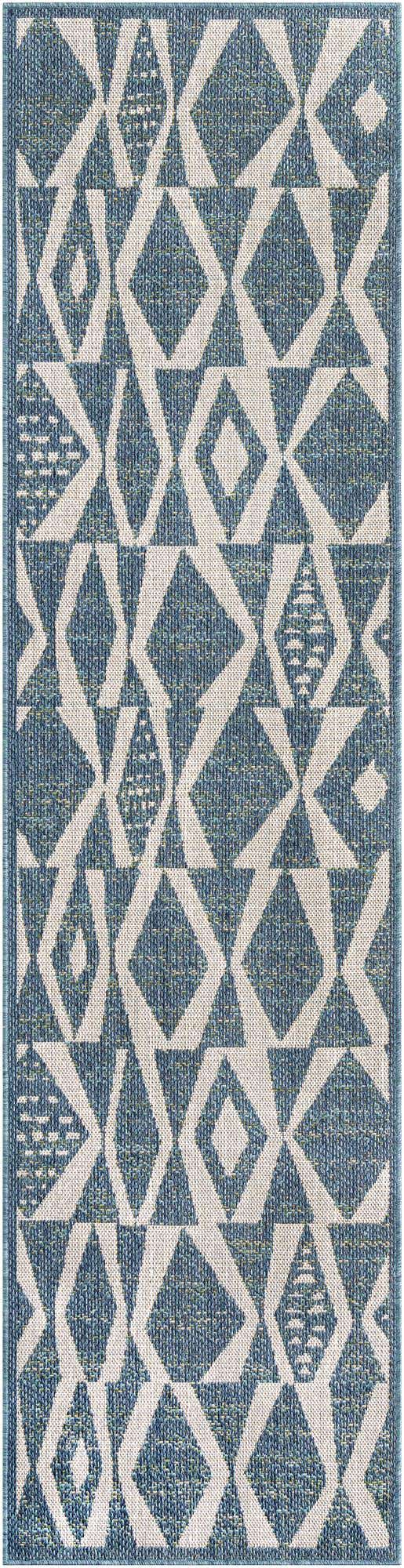 Blue 2' 7 x 10' Baja Outdoor Runner Area Rug Weather Resistant for Patio, Deck, Terrace, Balcony, Porch 100% Polypropylene Modern Outside Decor for Sale at Rug Engine