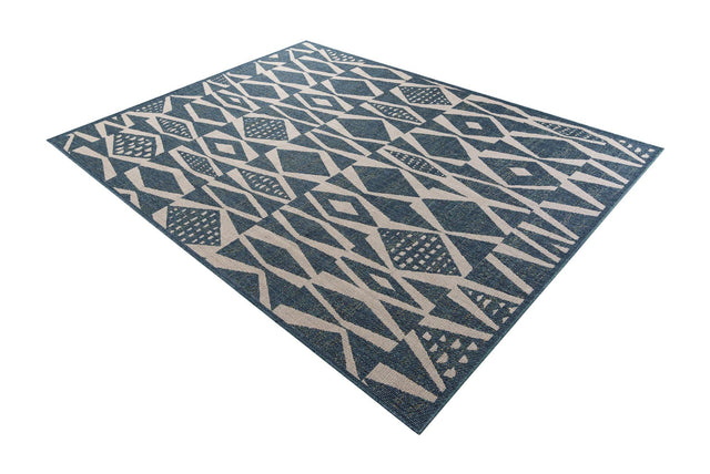 Blue 7' 10 x 10' Baja Outdoor Rectangle Area Rug Weather Resistant for Patio, Deck, Terrace, Balcony, Porch 100% Polypropylene Modern Outside Decor for Sale at Rug Engine