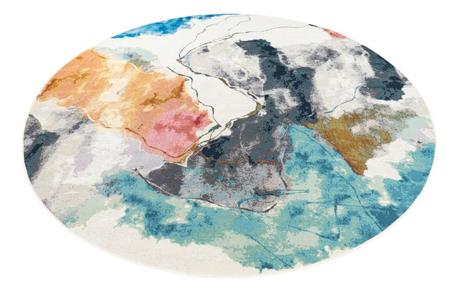Multicolor 10' x 10' Outdoor Modern Round Area Rug Weather Resistant for Patio, Deck, Terrace, Balcony, Porch 100% Polypropylene Modern Outside Carpet for Sale at Rug Engine