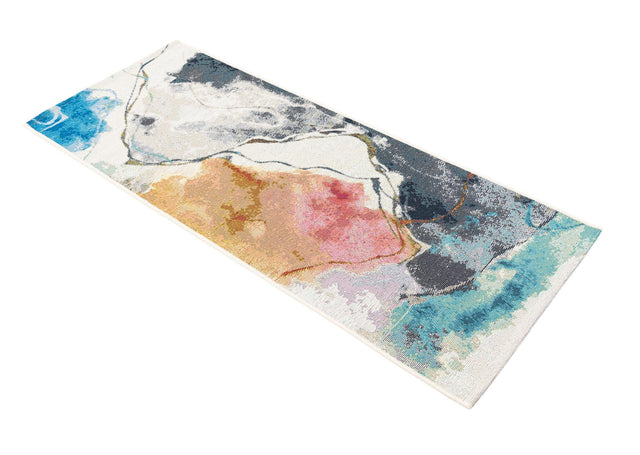Multicolor 2' x 5' 1 Outdoor Modern Runner Area Rug Weather Resistant for Patio, Deck, Terrace, Balcony, Porch 100% Polypropylene Modern Outside Carpet for Sale at Rug Engine