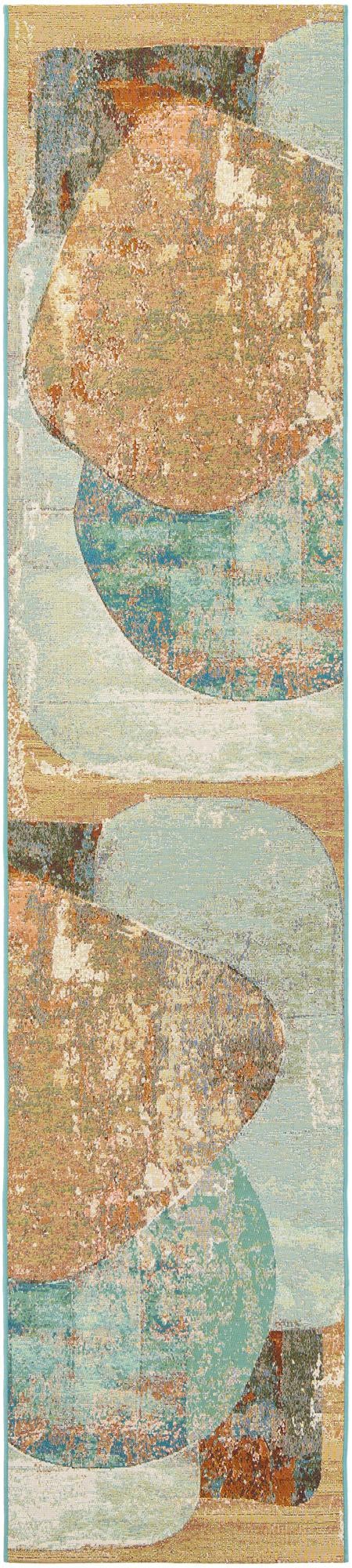 Multicolor 2' 7 x 12' Outdoor Modern Runner Area Rug Weather Resistant for Patio, Deck, Terrace, Balcony, Porch 100% Polypropylene Modern Outside Carpet for Sale at Rug Engine