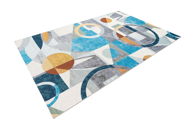 Multicolor 6' 1 x 9' Outdoor Modern Rectangle Area Rug Weather Resistant for Patio, Deck, Terrace, Balcony, Porch 100% Polypropylene Modern Outside Carpet for Sale at Rug Engine