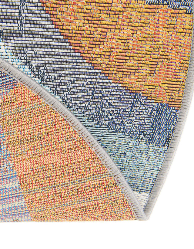 Multicolor 6' 1 x 6' 1 Outdoor Modern Round Area Rug Weather Resistant for Patio, Deck, Terrace, Balcony, Porch 100% Polypropylene Modern Outside Carpet for Sale at Rug Engine